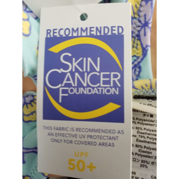 J Crew Girls Floral Tankini UPF 50+ Blue Yellow Top Ruffle Hem Strappy Size 8 - Picture 6 of 6